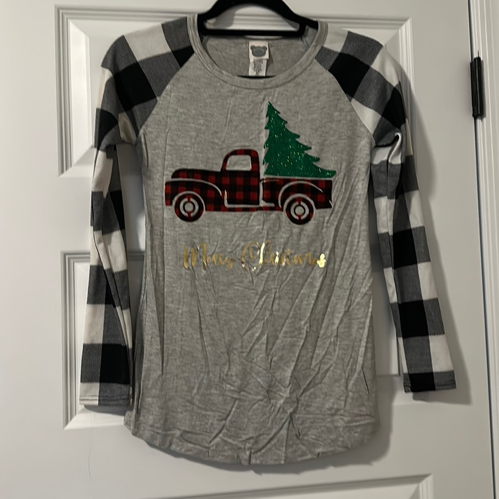 Grey Plaid Christmas Small Shirt